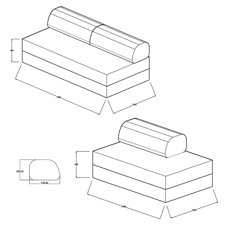 Sofá Modular 3+2 Lugares Convertível  Liso
