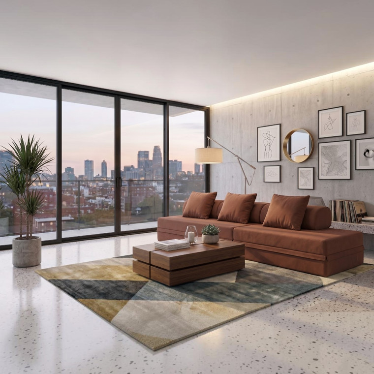Sofá Modular 3+2 Lugares Convertível  Liso