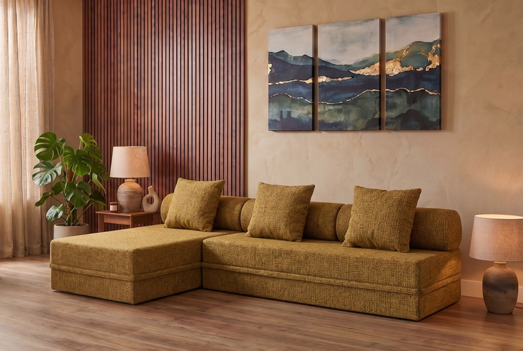 Sofá modular de un asiento convertible  de tweed