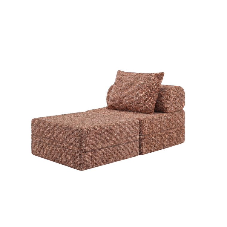 Canapé modulable 1 place + pouf convertible  en tweed