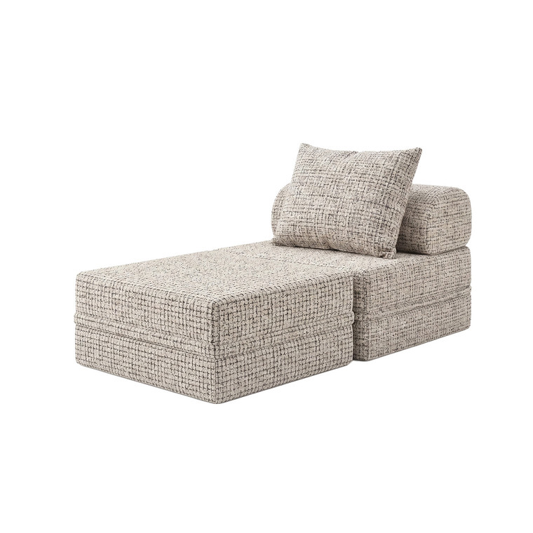Canapé modulable 1 place + pouf convertible  en tweed
