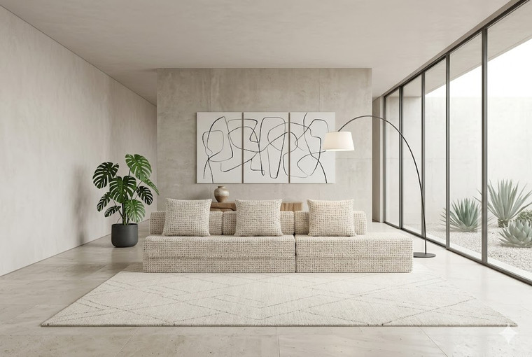Sofá modular de 3 plazas  convertible  de tweed
