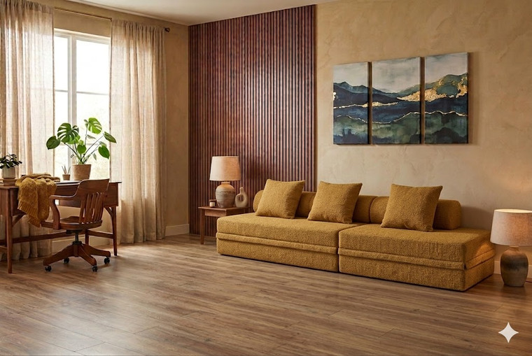 Sofá modular de 3 plazas  convertible  de tweed