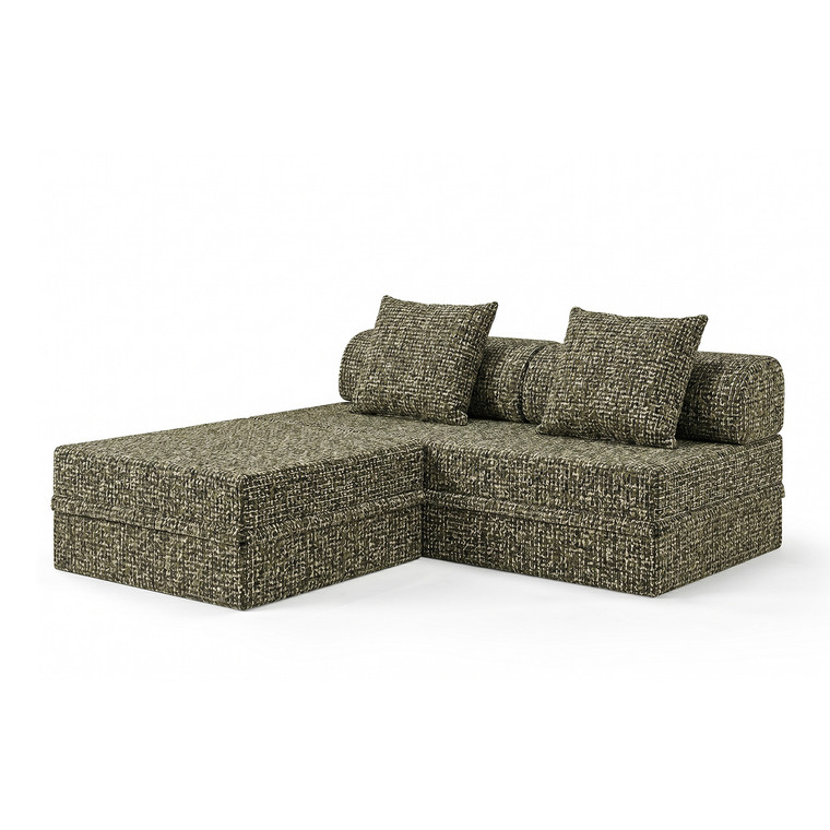 Canapé modulable 3 places + pouf convertible  en tweed