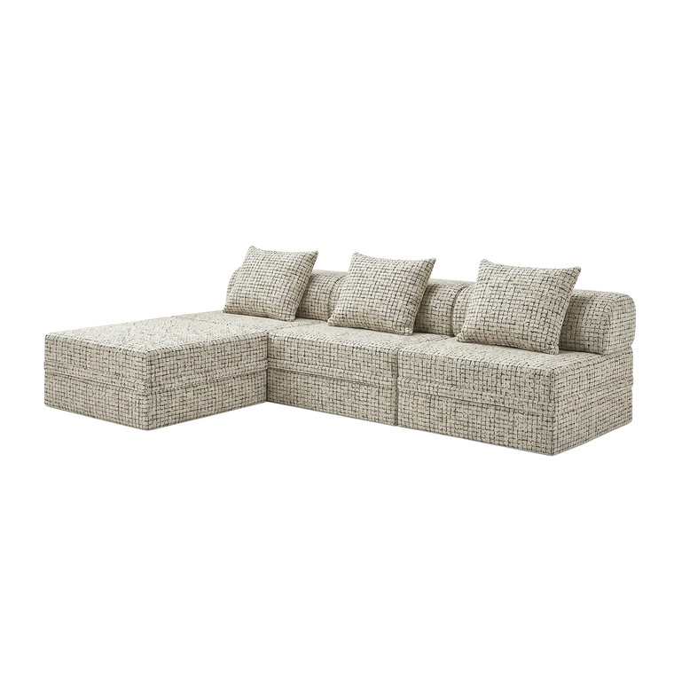 Sofá Modular 3+1+Puff  Convertível  Tweed