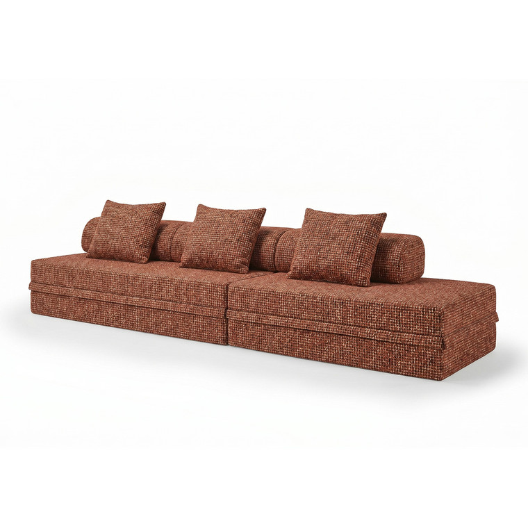Canapé modulable 3+2 places convertible en tweed