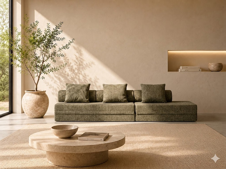 Sofá Modular 3+2 Lugares Convertível Tweed