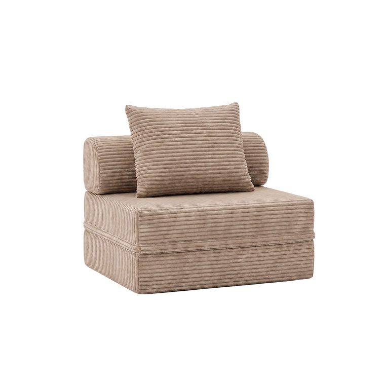 Sofá Modular 1 Lugar  Convertível  Veludo Listado