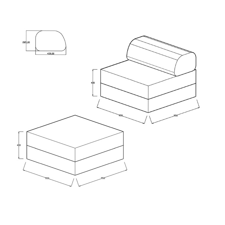 Sofá Modular 1 Lugar+ Puff  Convertível Veludo Listado