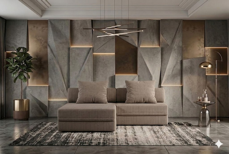 Sofá modular con puf, convertible, de terciopelo, modelo estándar
