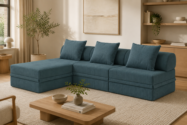 Sofá modular de 1 plaza convertible, terciopelo estándar