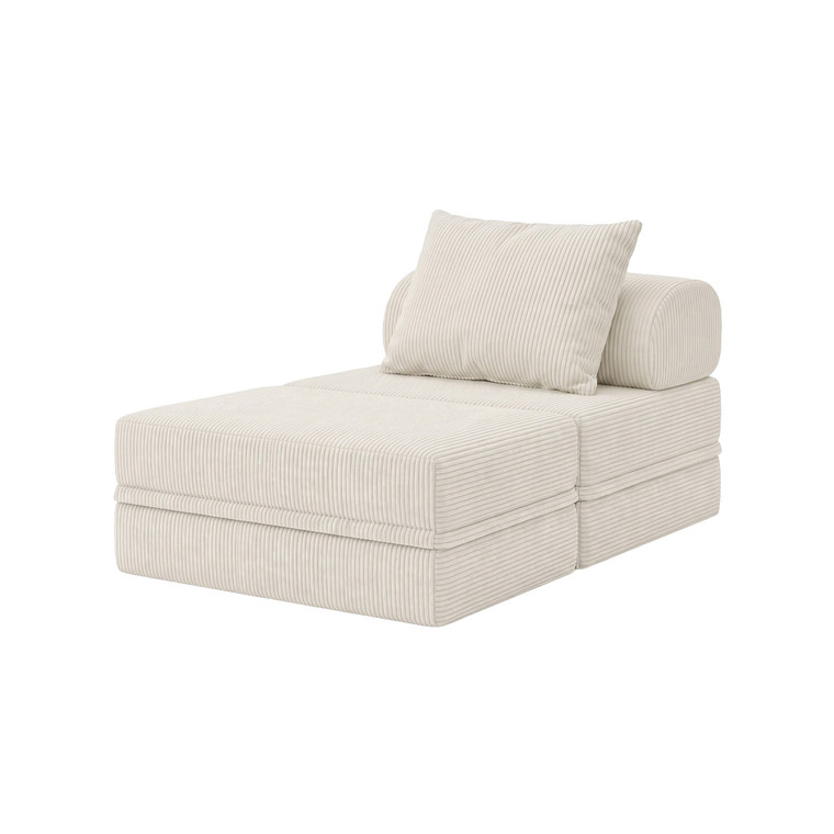 Sofá modular de 1 plaza + puf  convertible  de terciopelo liso