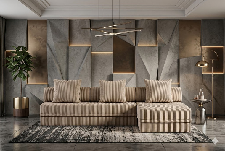 Sofá modular de 1 plaza + puf  convertible  de terciopelo liso