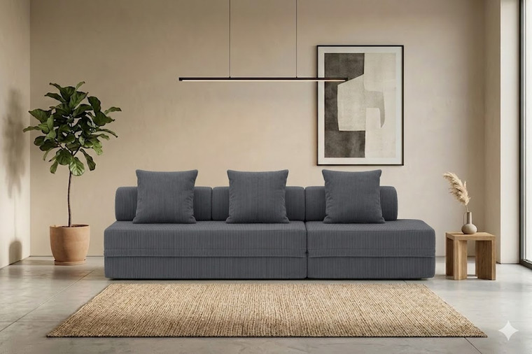 Sofá modular de dos plazas convertible, terciopelo estándar