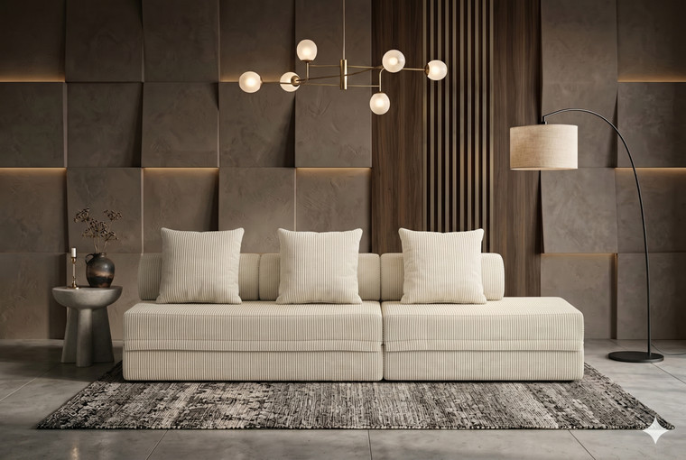 Sofá modular de dos plazas convertible, terciopelo estándar