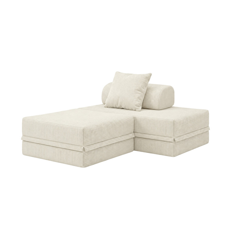 Sofá Modular 2 Lugares + Puff Convertível  Veludo Regular
