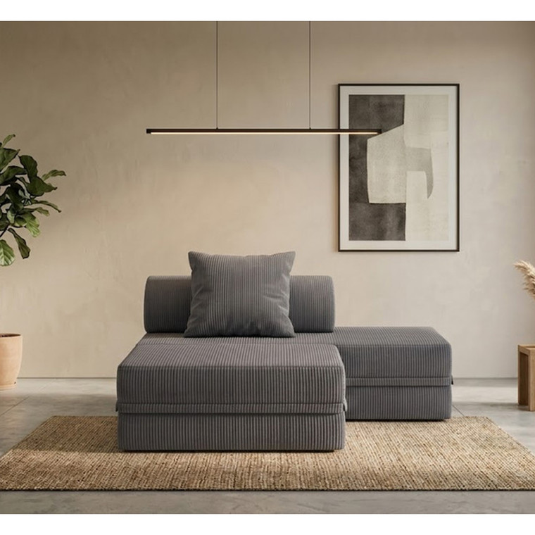 Sofá Modular 2 Lugares + Puff Convertível  Veludo Regular