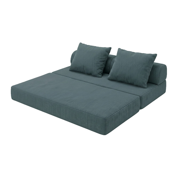 Sofá modular de 3 plazas convertible, terciopelo estándar