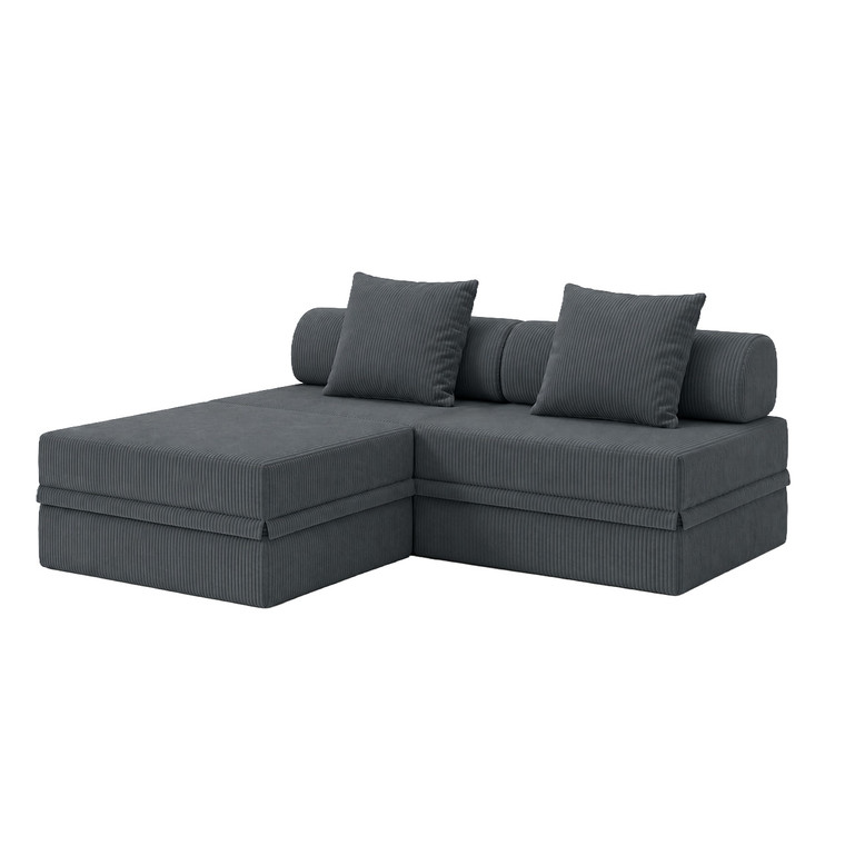 Canapé modulable 3 places + pouf  convertible  en velours standard