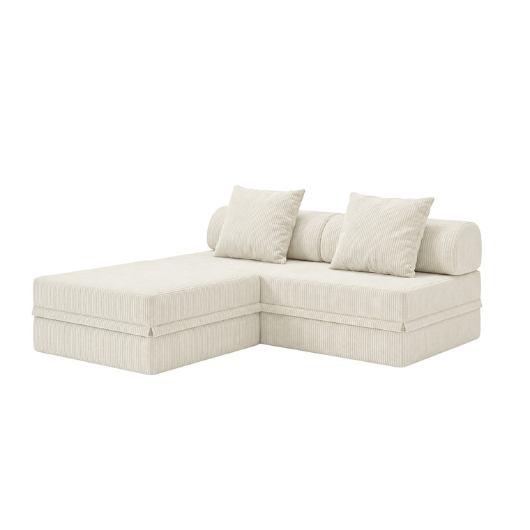 Canapé modulable 3 places + pouf  convertible  en velours standard