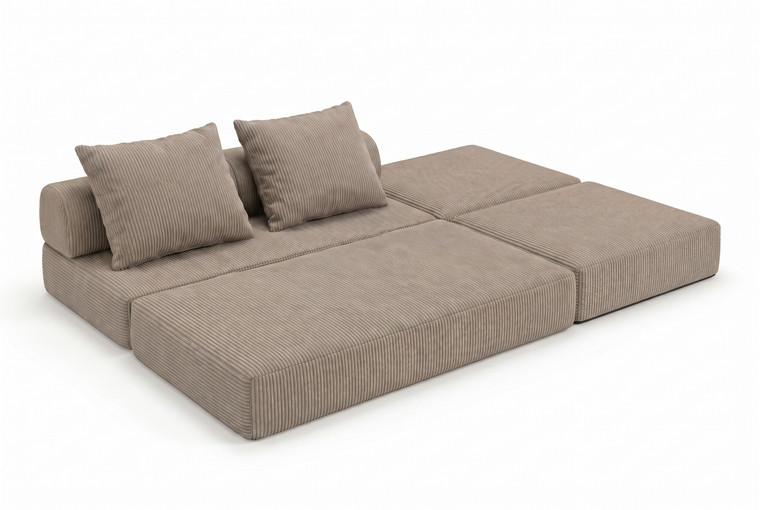 Sofá Modular 3 Lugares + Puff  Convertível  Veludo Regular