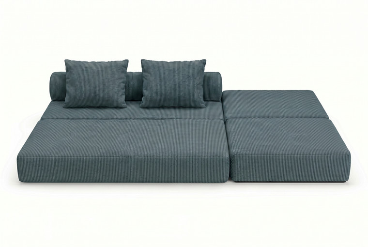 Sofá Modular 3 Lugares + Puff  Convertível  Veludo Regular