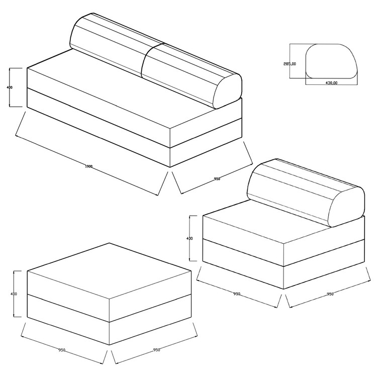 Sofá Modular 3+1+Puff  Convertível  Veludo Regular