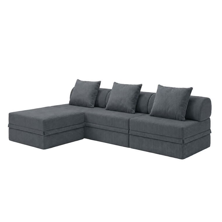 Sofá Modular 3+1+Puff  Convertível  Veludo Regular