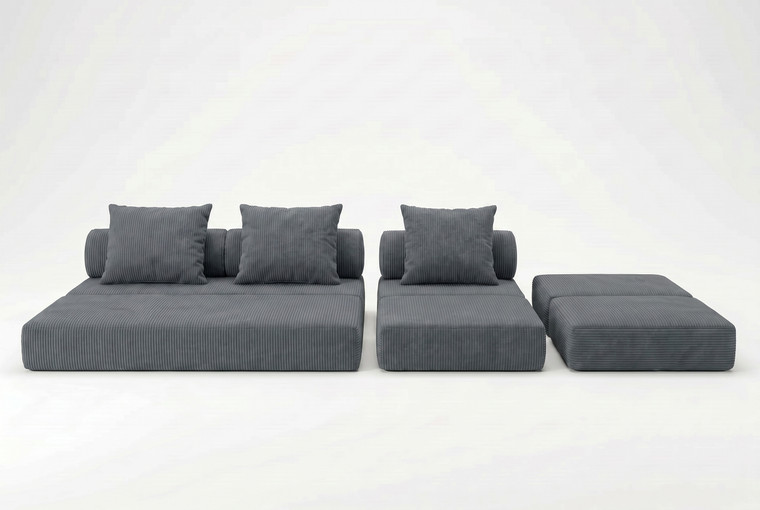 Sofá Modular 3+1+Puff  Convertível  Veludo Regular