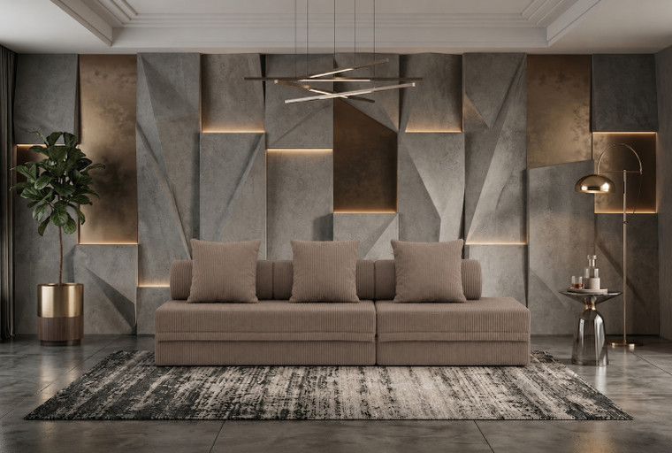 Sofá modular convertible de 3+2 plazas, terciopelo estándar