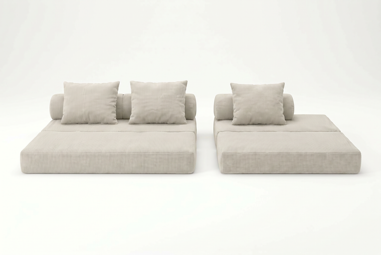 Sofá modular convertible de 3+2 plazas, terciopelo estándar