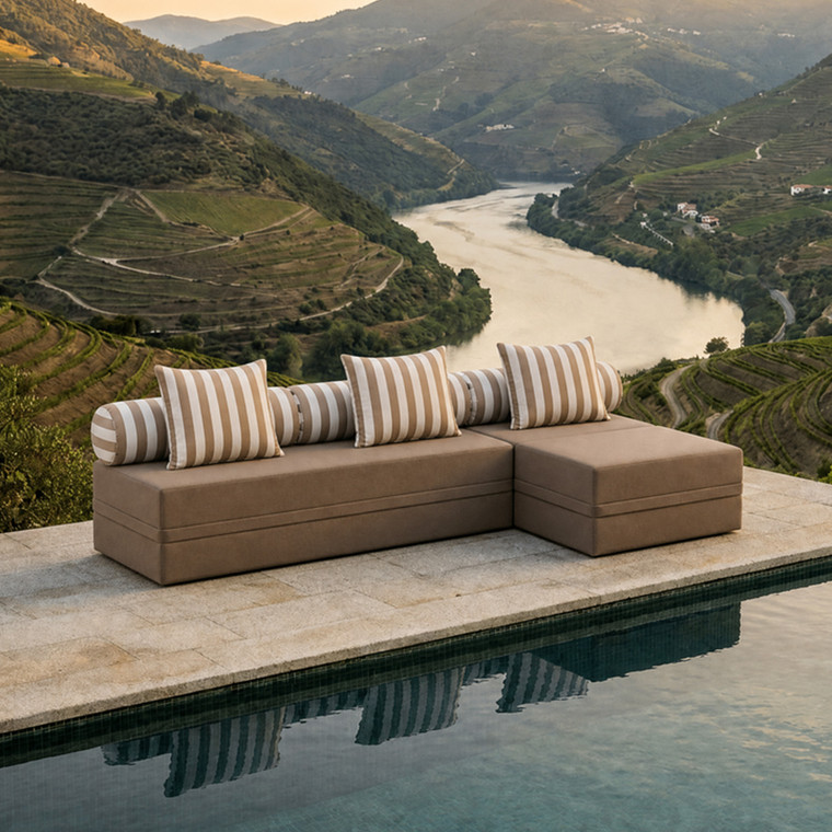 Sofá modular con puf convertible  impermeable