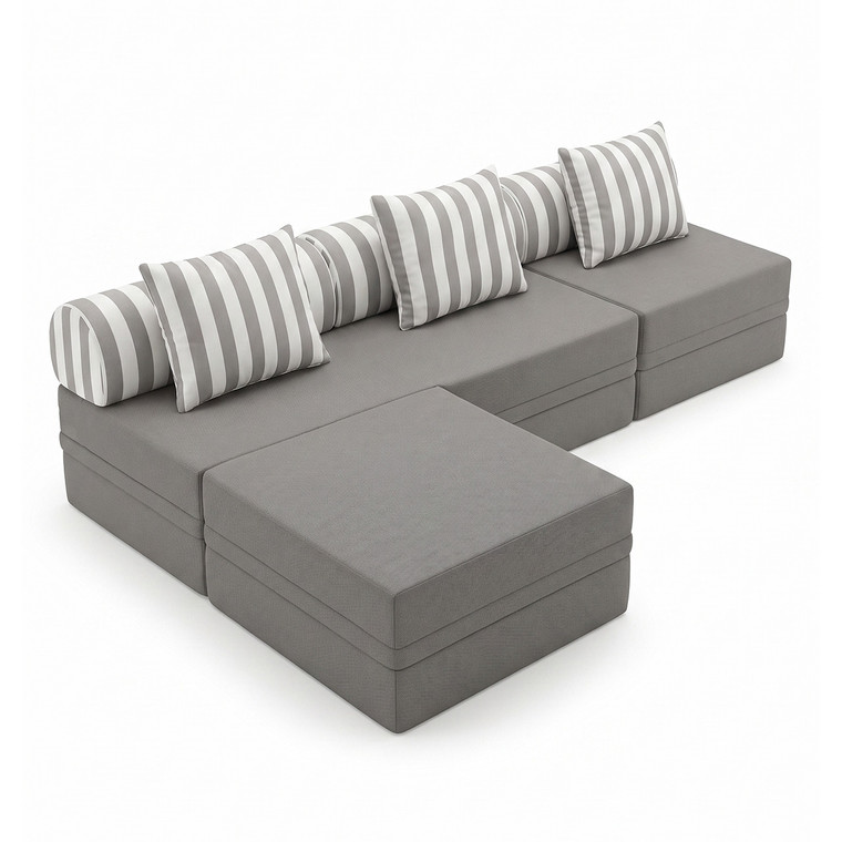 Sofá modular 3+1+puf, convertible e impermeable