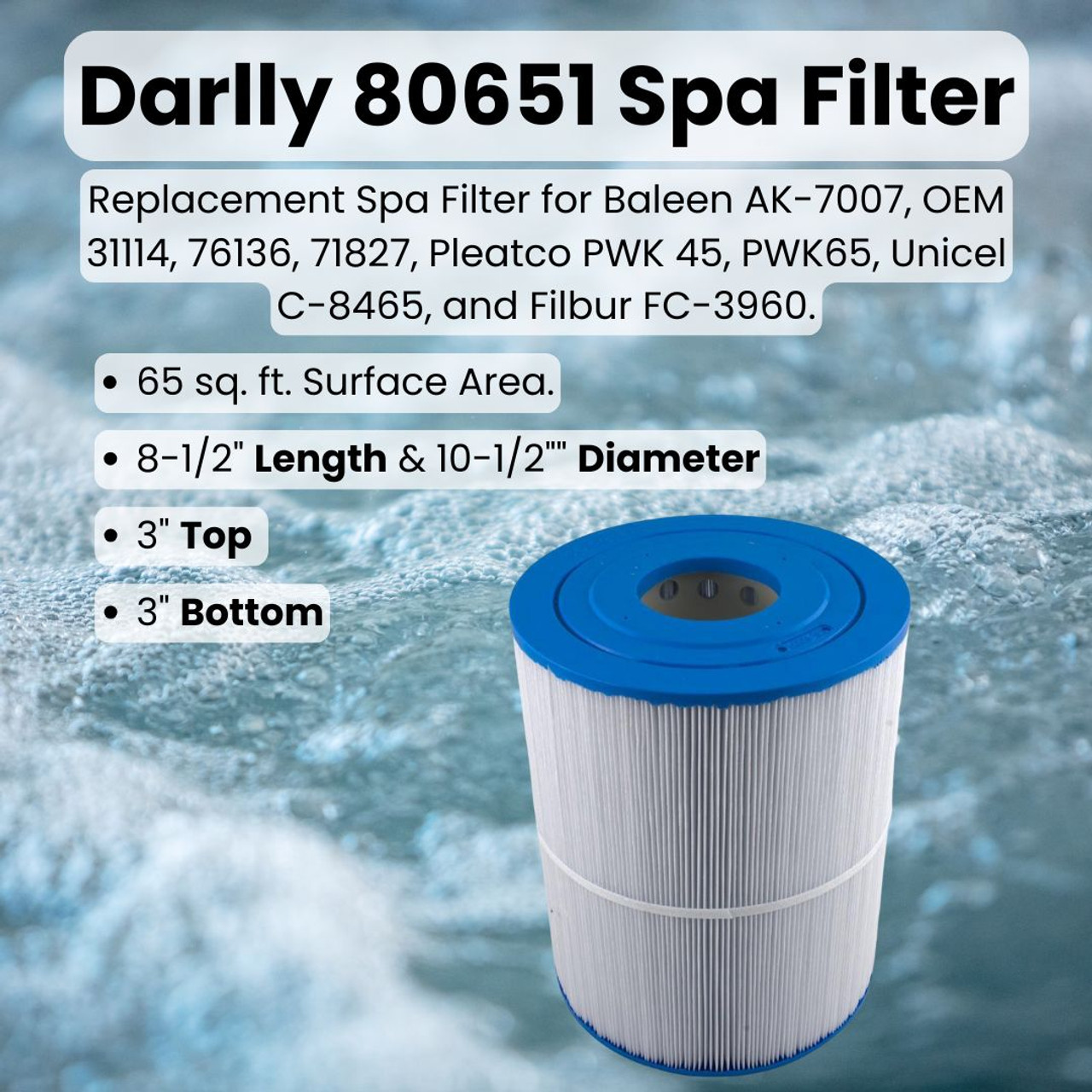 Darlly Filter 80651 Cartridge Filter Replaces PWK45N, PWK65N