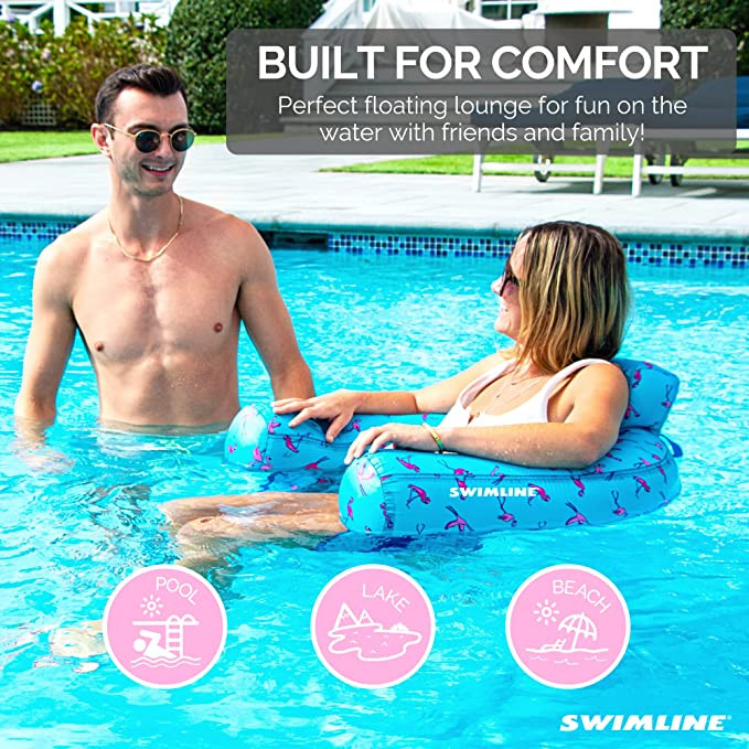 Swimline Inflatable Nylon Covered Swimming Pool U-Seat Chair Float