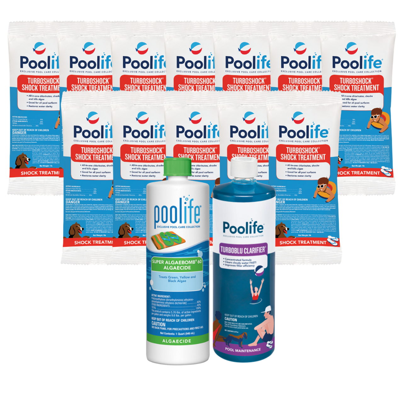 Algae Treatment Bundle for Chlorine Pools with Super Strong Turbo Shock