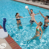 Pool basketball and volleyball in one convenient set