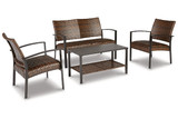 Zariyah Outdoor Resin Wicker 4 Piece Conversation Set - Signature Design by Ashley Patio Furniture