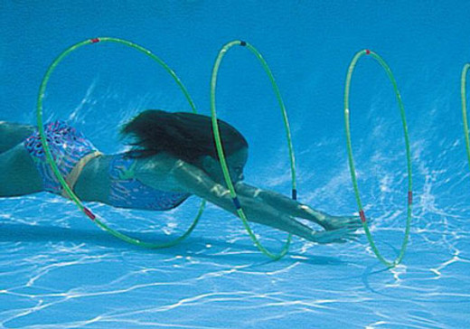 Swim through these SwimLine Hoops to test your swimming skills.