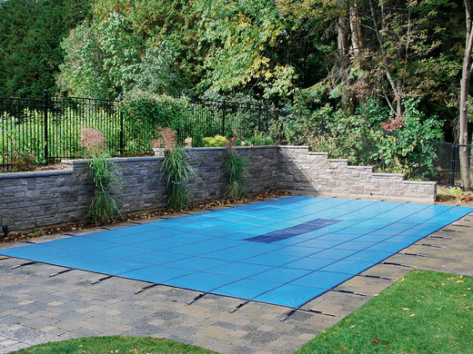 HPI 10 Year Aquamaster Solid Safety Cover for 15x30 ft Rectangular Pool with Center Mesh Drain Panel