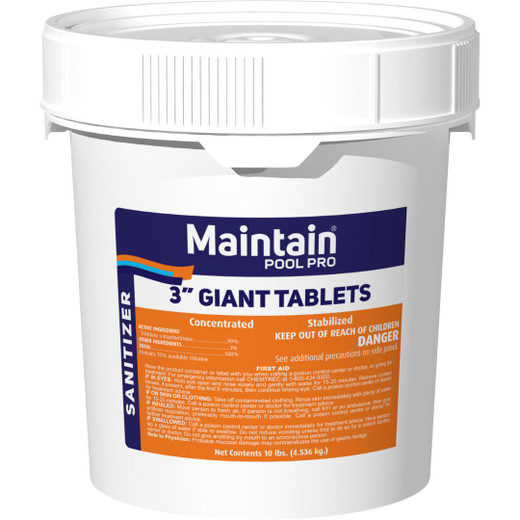 10lb Maintain 3 inch Chlorine Tablets - Stabilized 99% chlorine