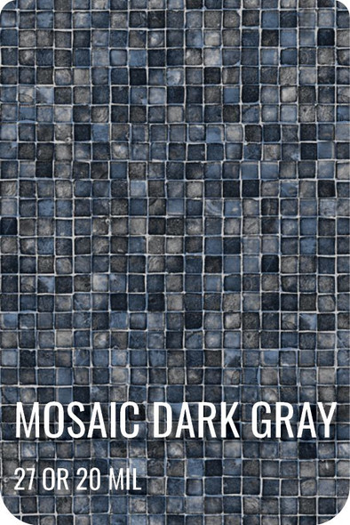 Mosaic Dark Gray Full Floor Borderless GLI Inground Pool Liner 27 or 20Mil