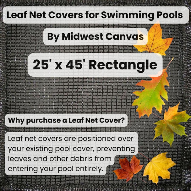 Above ground leaf net pool cover info graphic
