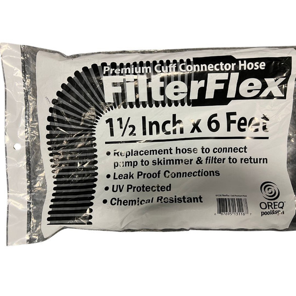 1-1/2" x 6' High Grade Above Ground Pool Filter Hose with cuffed ends