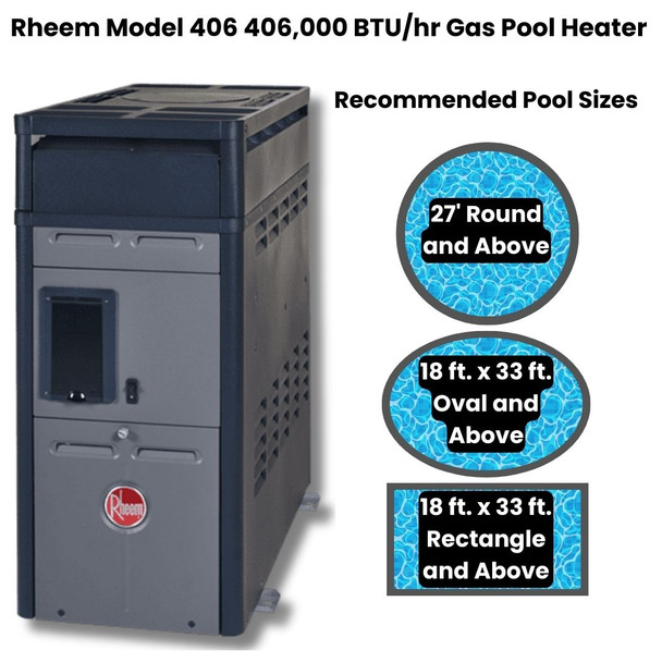Sizing Guide for Rheem Model 406A Above Ground Gas Pool Heater