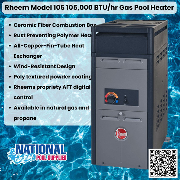 Rheem (Raypak) Model 106 - 105,000 BTU Natural Gas Pool Heater