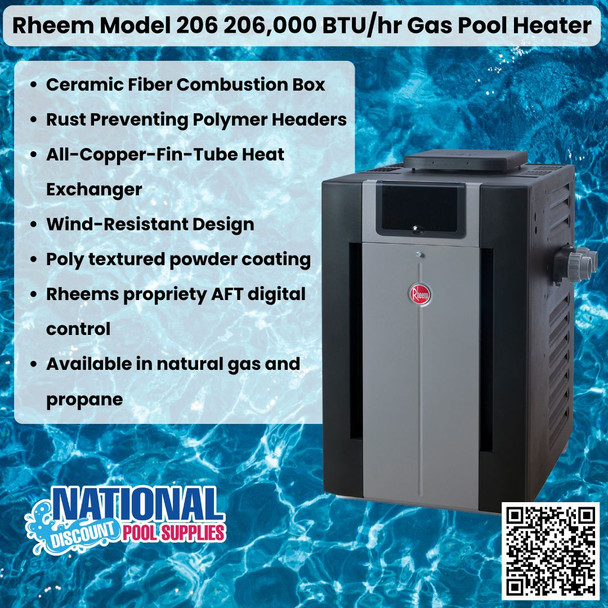 Rheem (Raypak) 206,000btu Digital Gas Pool Heater