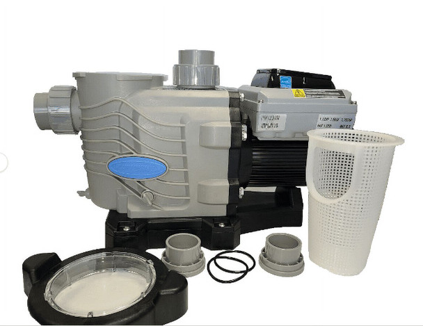 Blue Torrent BT IGV200 2.0 HP Variable Speed Inground Pool Pump Strainer Basket, Pump Lid, and Coupling Adapters.