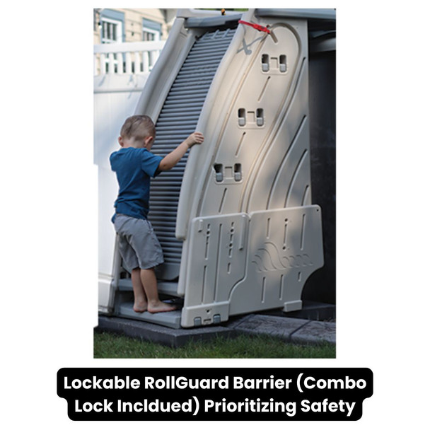 Lockable RollGuard Barrier Includes Combo Lock for Peace of Mind.