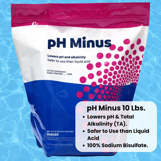 Lower pH and Total Alklalinty with pH Minus for Pools and Spas